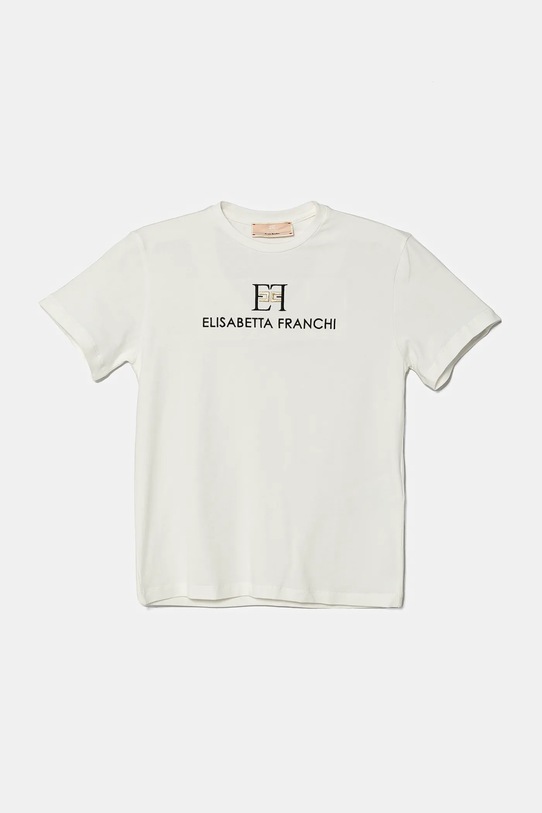 Detské tričko Elisabetta Franchi s elastanom biela EFTS229.0.JE006.140.158