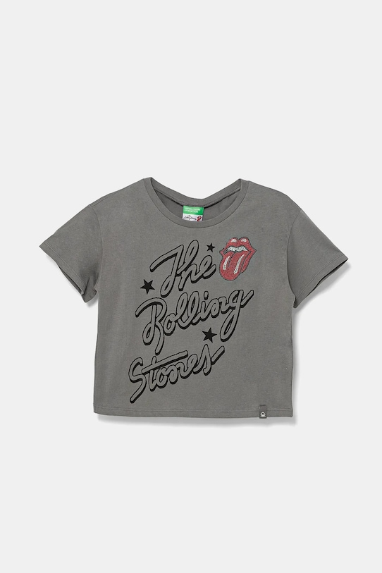 Детска памучна тениска United Colors of Benetton щампа сив 3I1XC10NW.G.Seasonal