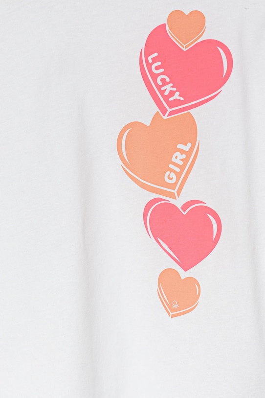 Lány United Colors of Benetton gyerek pamut póló 3JERC10PB.G.Seasonal fehér