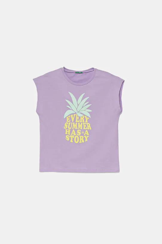 United Colors of Benetton tricou de bumbac pentru copii print violet 3JERC10PB.G.Seasonal