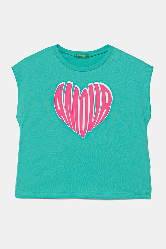 Дитяча бавовняна футболка United Colors of Benetton бавовна бірюзовий 3JERC10PB.G.Seasonal