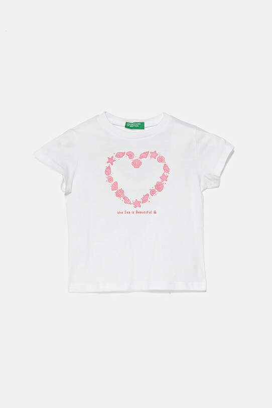 United Colors of Benetton t-shirt bawełniany dziecięcy nadruk biały 3JERG10J3.P.Seasonal