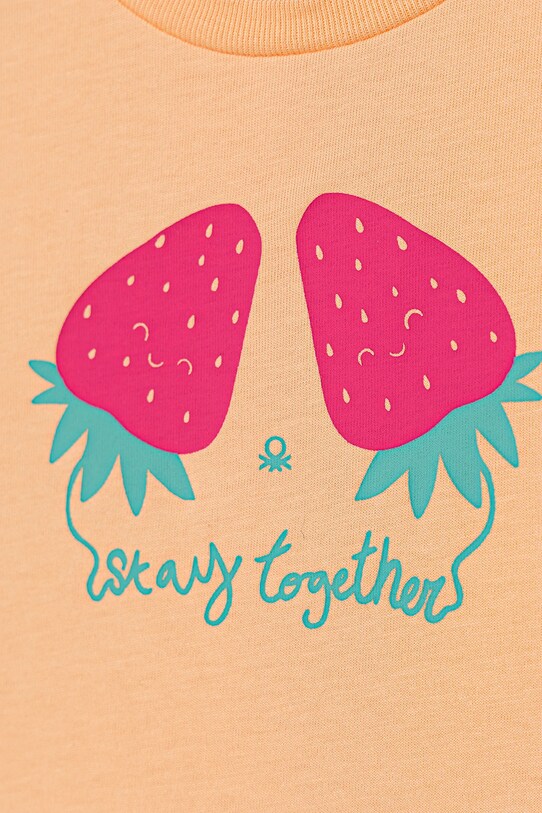 Dziewczynka United Colors of Benetton t-shirt bawełniany dziecięcy 3JERG10J3.P.Seasonal pomarańczowy