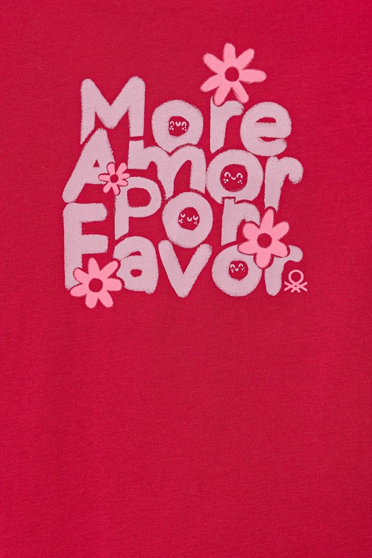 Дівчинка Дитяча бавовняна футболка United Colors of Benetton 3JERG10J3.P.Seasonal рожевий