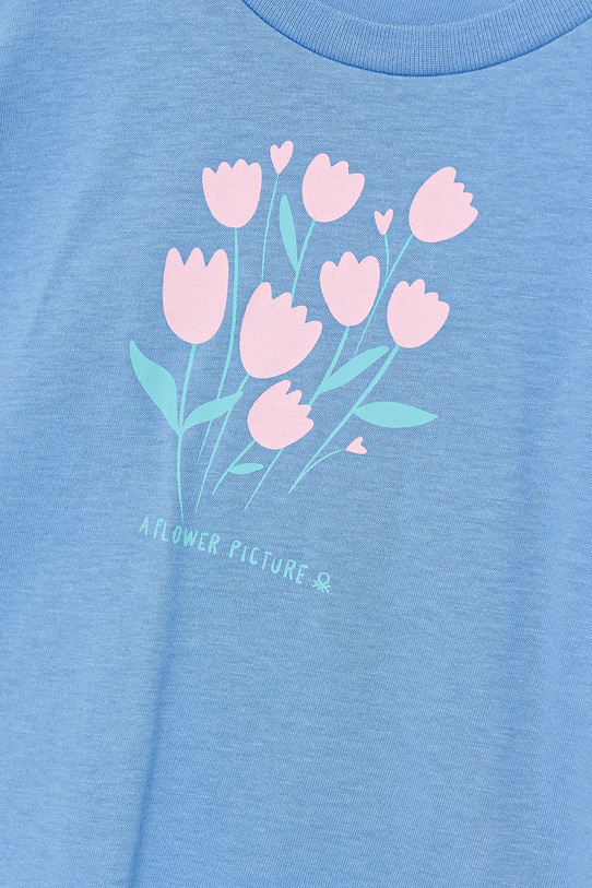 Dievča Detské bavlnené tričko United Colors of Benetton 3JERG10J3.P.Seasonal modrá