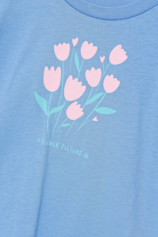 Dievča Detské bavlnené tričko United Colors of Benetton 3JERG10J3.P.Seasonal modrá