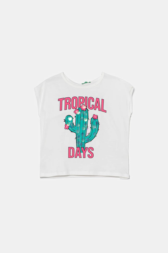 United Colors of Benetton tricou de bumbac pentru copii imprimeu alb 3I1XC10P0.G.Seasonal