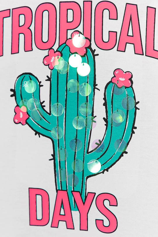 Fete United Colors of Benetton tricou de bumbac pentru copii 3I1XC10P0.G.Seasonal alb