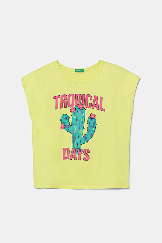 Detské bavlnené tričko United Colors of Benetton nášivka žltá 3I1XC10P0.G.Seasonal