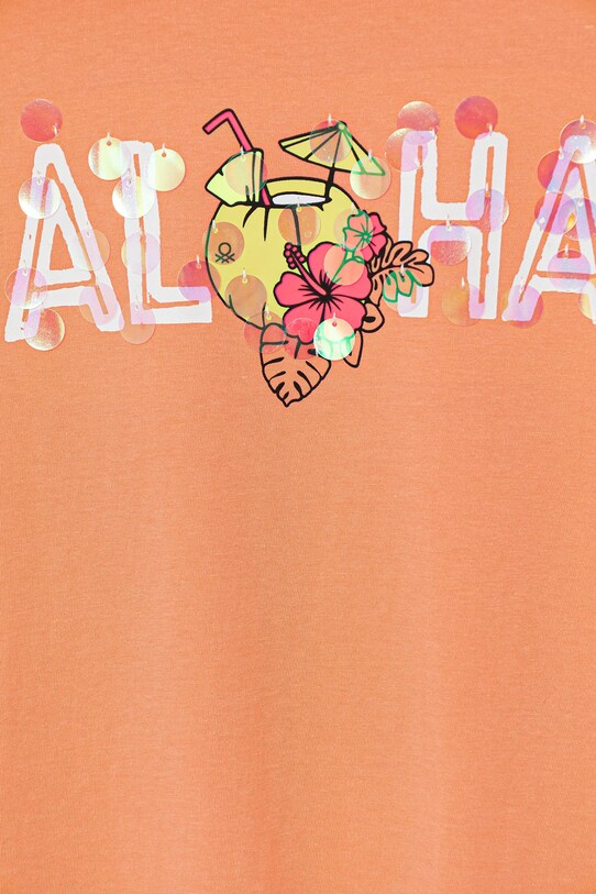 Lány United Colors of Benetton gyerek pamut póló 3I1XC10P0.G.Seasonal narancssárga