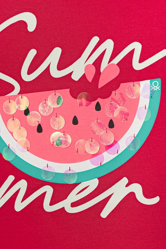 Fete United Colors of Benetton tricou de bumbac pentru copii 3I1XC10P0.G.Seasonal roz