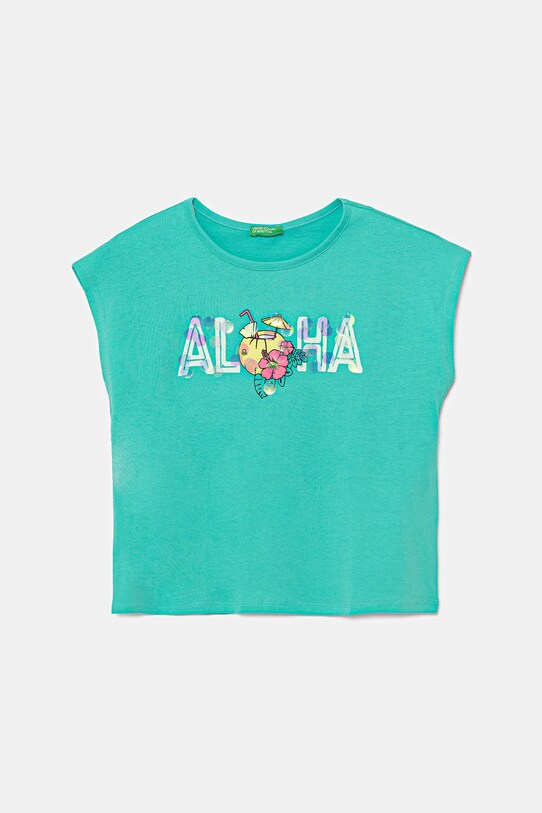 Дитяча бавовняна футболка United Colors of Benetton бавовна бірюзовий 3I1XC10P0.G.Seasonal