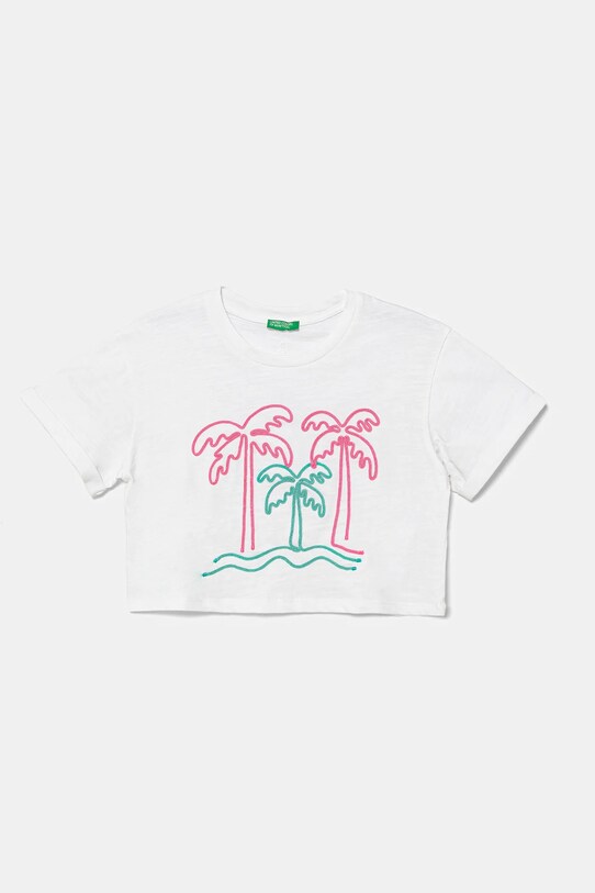 United Colors of Benetton tricou de bumbac pentru copii imprimeu alb 3SDLC10OX.G.Seasonal