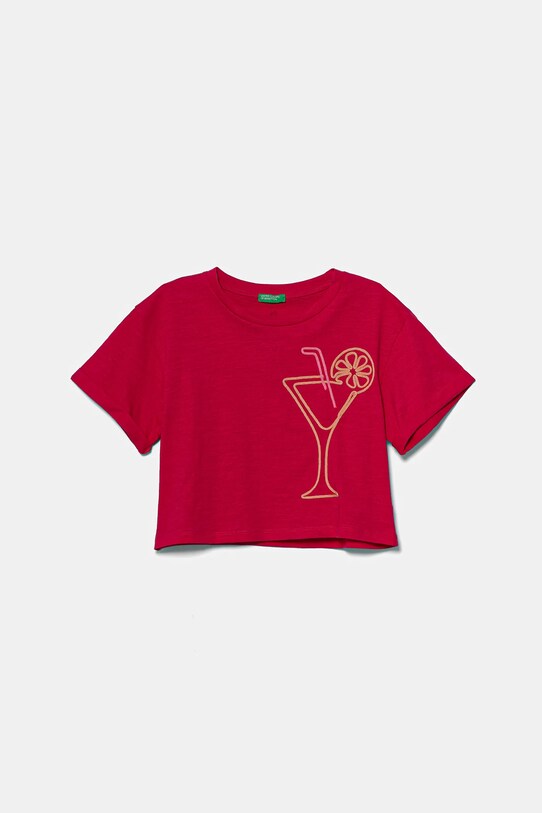 United Colors of Benetton t-shirt bawełniany dziecięcy aplikacja różowy 3SDLC10OX.G.Seasonal