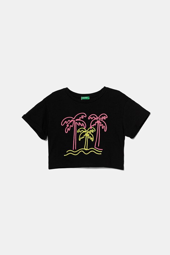 United Colors of Benetton tricou de bumbac pentru copii imprimeu negru 3SDLC10OX.G.Seasonal