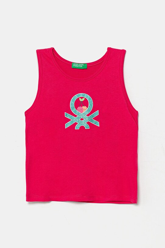 United Colors of Benetton top bawełniany dziecięcy nadruk różowy 3I1XGH012.P.Seasonal