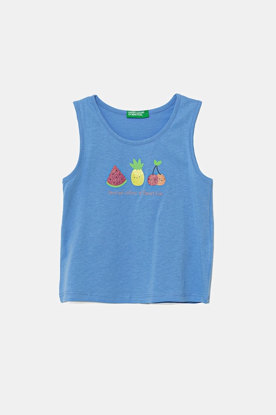 United Colors of Benetton top bawełniany dziecięcy nadruk niebieski 3I1XGH012.P.Seasonal