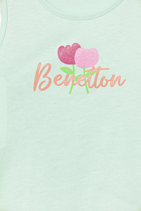 Fete United Colors of Benetton top din bumbac pentru copii 3I1XGH012.P.Seasonal turcoaz