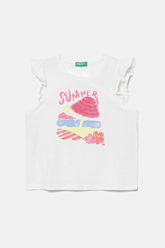 United Colors of Benetton t-shirt bawełniany dziecięcy nadruk biały 3I1XG10JK.P.Seasonal