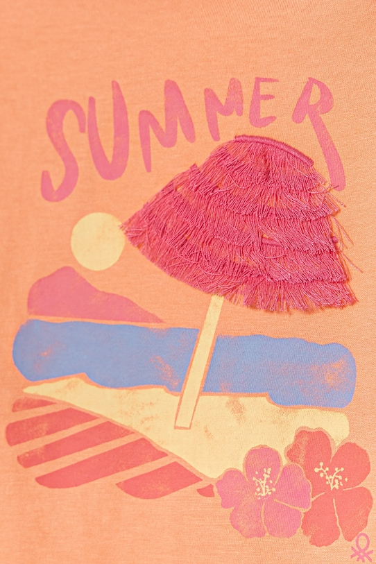 Fete United Colors of Benetton tricou de bumbac pentru copii 3I1XG10JK.P.Seasonal portocaliu