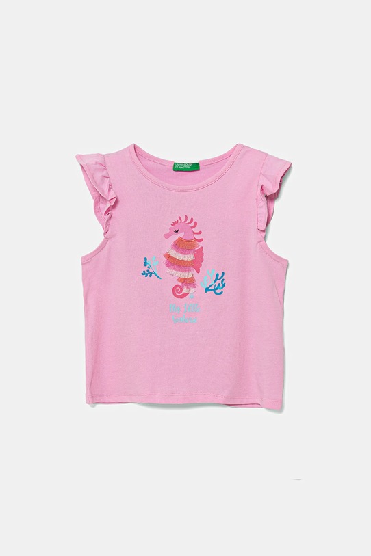 Детска памучна тениска United Colors of Benetton щампа розов 3I1XG10JK.P.Seasonal