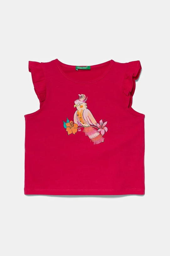 United Colors of Benetton tricou de bumbac pentru copii imprimeu roz 3I1XG10JK.P.Seasonal