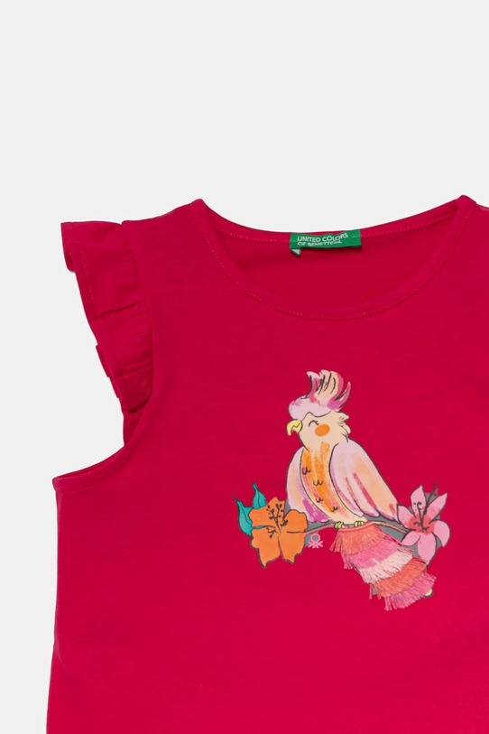 Fete United Colors of Benetton tricou de bumbac pentru copii 3I1XG10JK.P.Seasonal roz