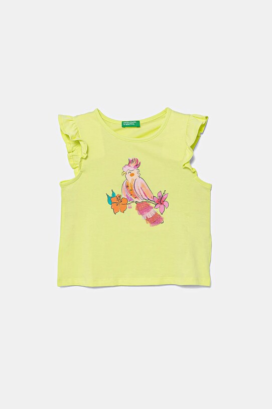 United Colors of Benetton t-shirt bawełniany dziecięcy nadruk zielony 3I1XG10JK.P.Seasonal