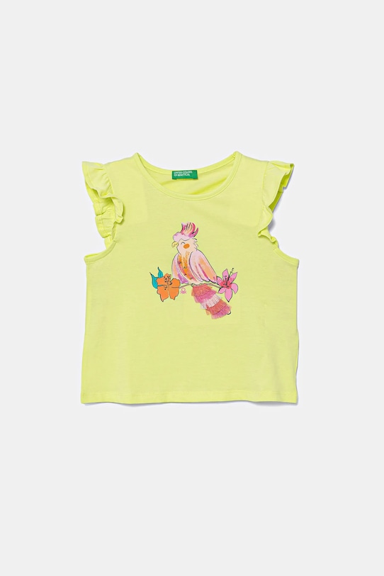 United Colors of Benetton tricou de bumbac pentru copii imprimeu verde 3I1XG10JK.P.Seasonal