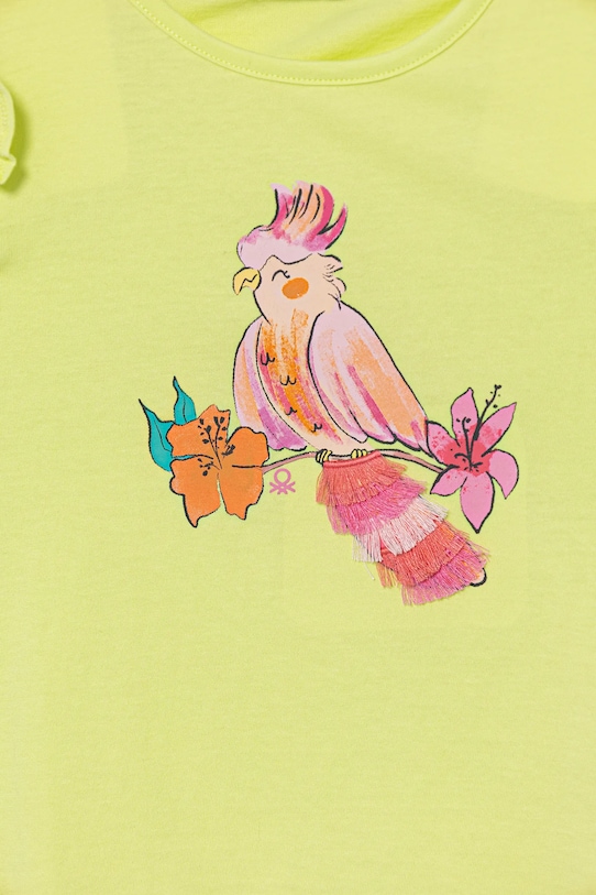 Fete United Colors of Benetton tricou de bumbac pentru copii 3I1XG10JK.P.Seasonal verde