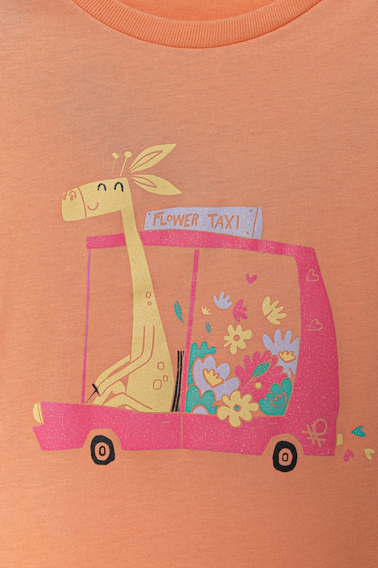 Κοριτσίστικα Παιδικό βαμβακερό μπλουζάκι United Colors of Benetton 3I1XG10JJ.P.Seasonal πορτοκαλί