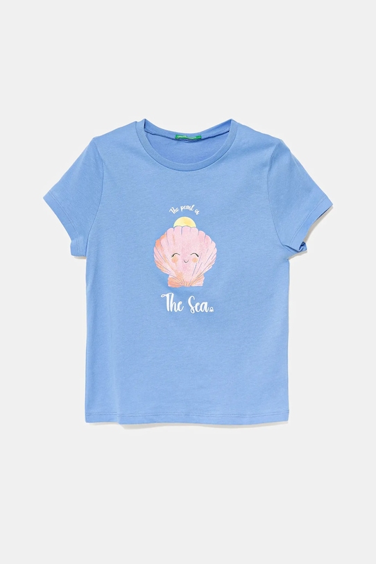United Colors of Benetton t-shirt bawełniany dziecięcy nadruk niebieski 3I1XG10JJ.P.Seasonal