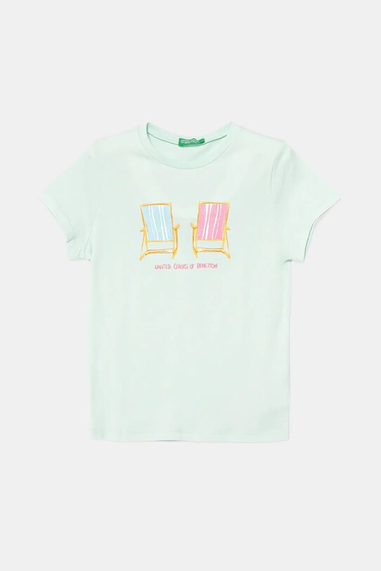 United Colors of Benetton tricou de bumbac pentru copii print turcoaz 3I1XG10JJ.P.Seasonal