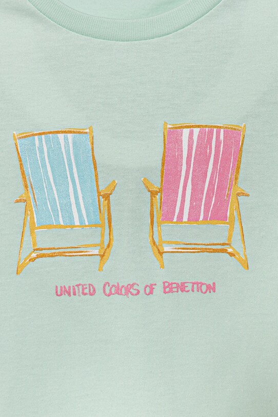 Fete United Colors of Benetton tricou de bumbac pentru copii 3I1XG10JJ.P.Seasonal turcoaz