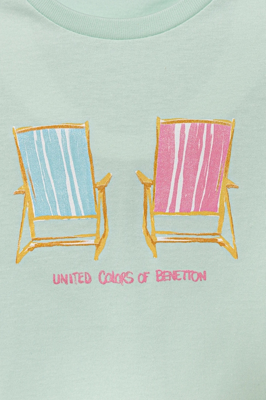 Dziewczynka United Colors of Benetton t-shirt bawełniany dziecięcy 3I1XG10JJ.P.Seasonal turkusowy