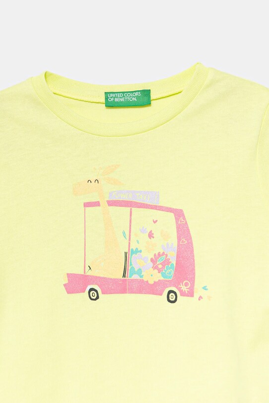 Fete United Colors of Benetton tricou de bumbac pentru copii 3I1XG10JJ.P.Seasonal verde