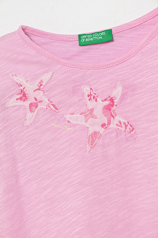 Dětské bavlněné tričko United Colors of Benetton 38V4G10JI.P.Seasonal růžová SS25