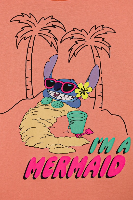 Dziewczynka United Colors of Benetton t-shirt bawełniany dziecięcy x Disney 3JERC10P2.G.Seasonal pomarańczowy