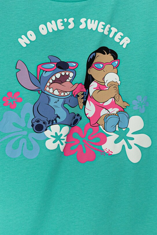 Lány United Colors of Benetton gyerek pamut póló x Disney 3JERC10P2.G.Seasonal türkiz