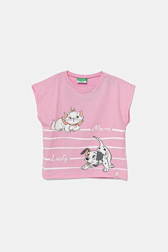 United Colors of Benetton tricou de bumbac pentru copii print roz 3JERG10JC.P.Seasonal