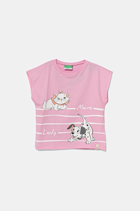 United Colors of Benetton tricou de bumbac pentru copii print roz 3JERG10JC.P.Seasonal