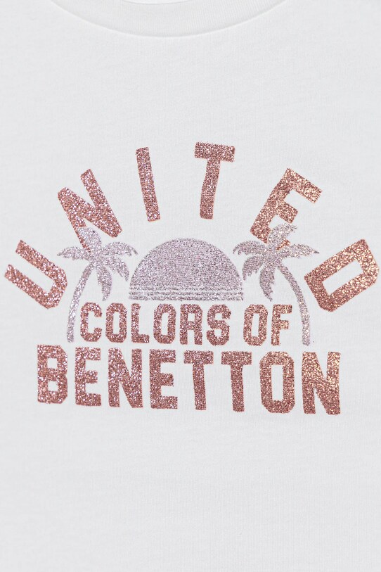 Fete United Colors of Benetton top din bumbac pentru copii 3I1XCH01Z.G.Seasonal alb