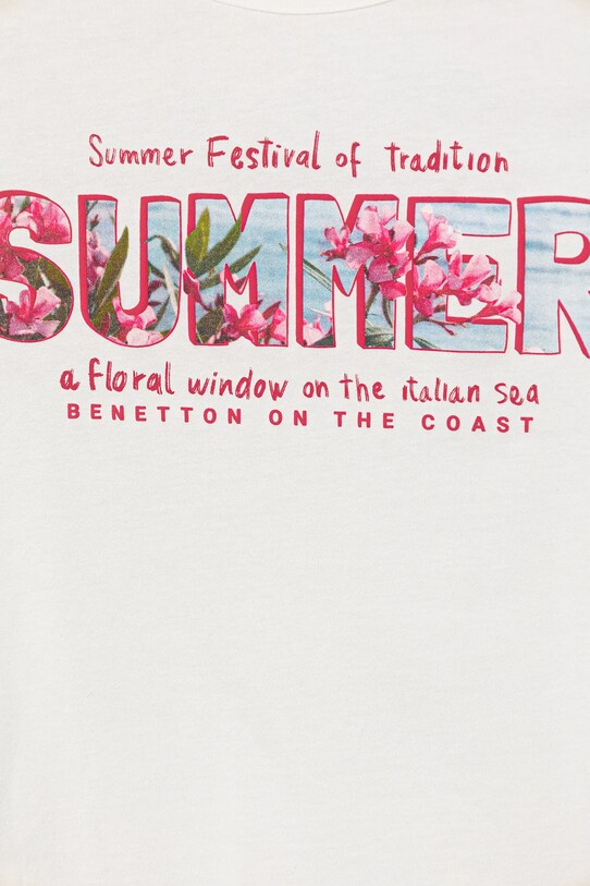 Fete United Colors of Benetton tricou de bumbac pentru copii 3I1XC10OY.G.Seasonal alb