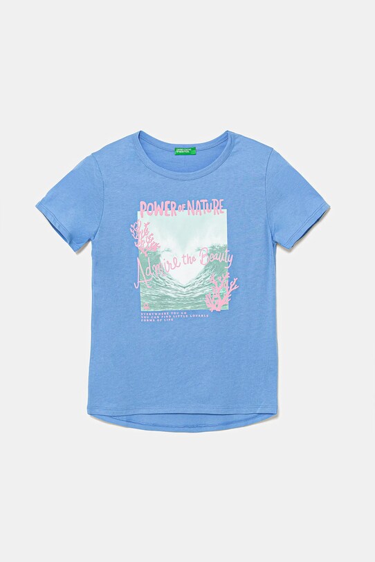 Detské bavlnené tričko United Colors of Benetton bavlna modrá 3I1XC10OY.G.Seasonal