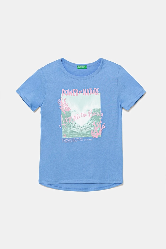 United Colors of Benetton tricou de bumbac pentru copii print albastru 3I1XC10OY.G.Seasonal