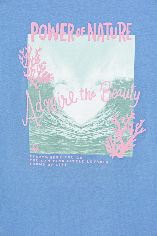 Fete United Colors of Benetton tricou de bumbac pentru copii 3I1XC10OY.G.Seasonal albastru