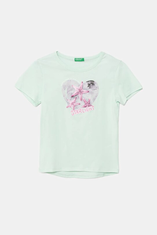 United Colors of Benetton tricou de bumbac pentru copii print turcoaz 3I1XC10OY.G.Seasonal