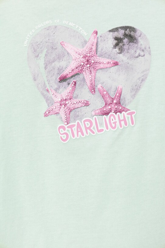 Fete United Colors of Benetton tricou de bumbac pentru copii 3I1XC10OY.G.Seasonal turcoaz