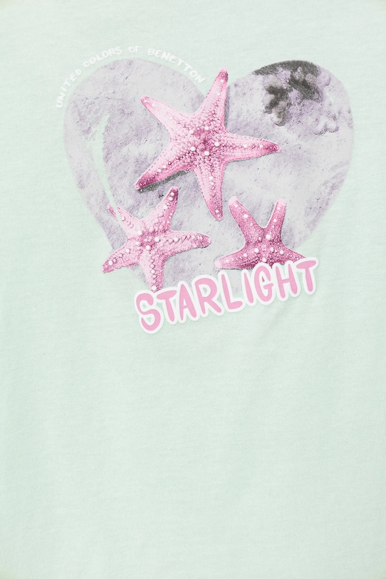 Момиче Детска памучна тениска United Colors of Benetton 3I1XC10OY.G.Seasonal тюркоазен