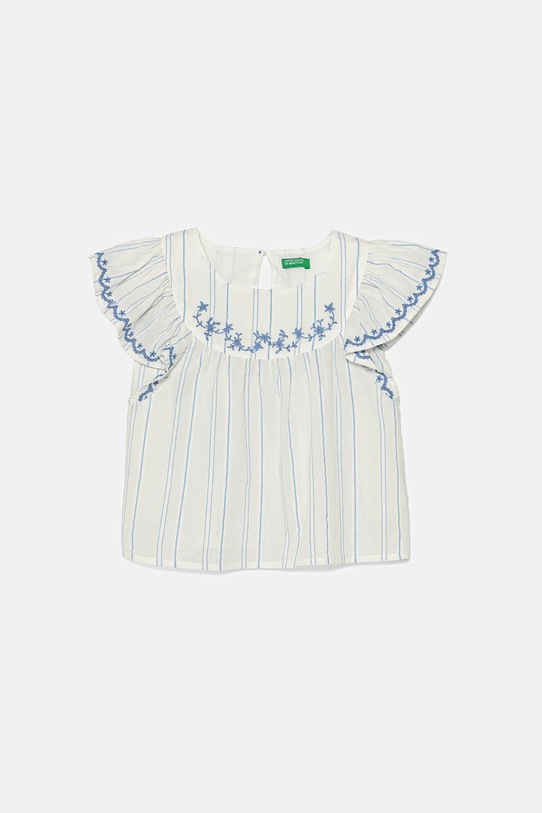 United Colors of Benetton bluză de bumbac pentru copii imprimeu alb 54HZGQ02Q.P.Seasonal